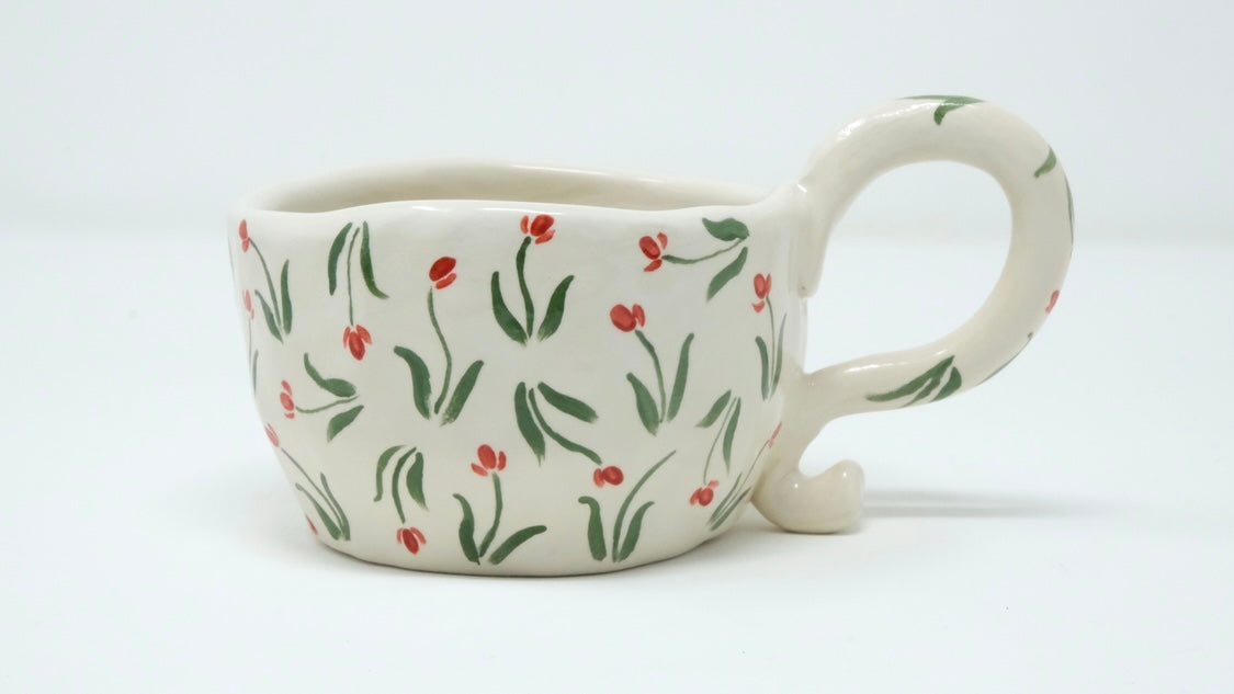 3D Dachshunds Mug-Red Tulips