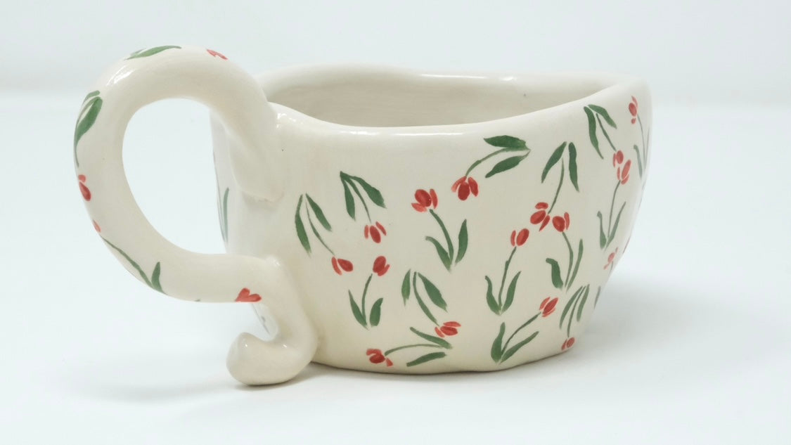 3D Dachshunds Mug-Red Tulips