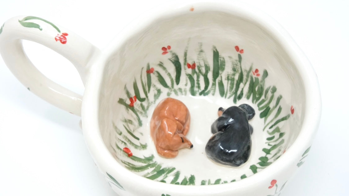 3D Dachshunds Mug-Red Tulips