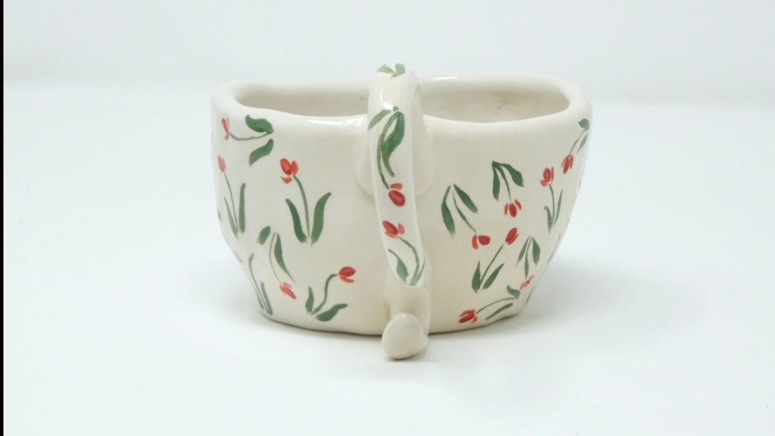 3D Dachshunds Mug-Red Tulips