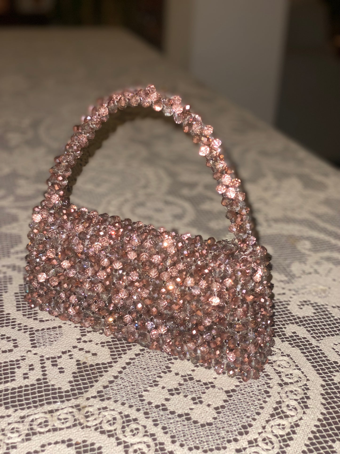 Baby Pink and Silver Cristal Bag