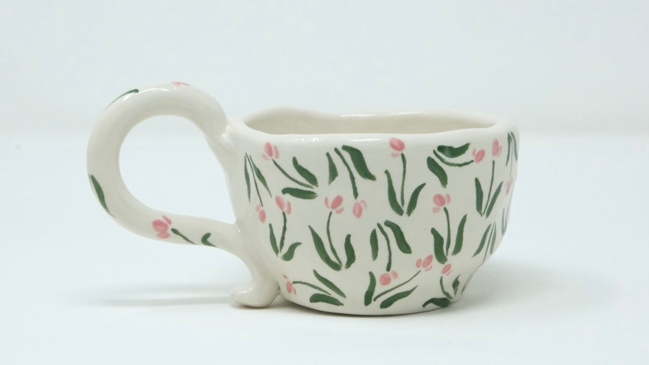 3D Dog Mug-Pink Tulips