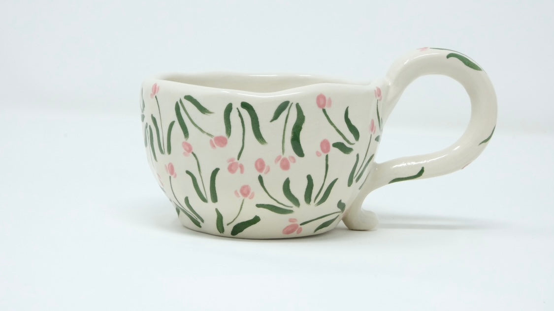 3D Dog Mug-Pink Tulips